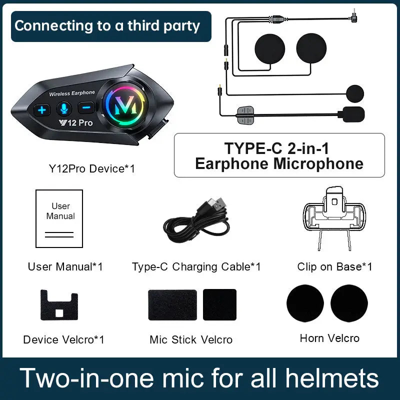 Y12 Pro Helmet Intercom