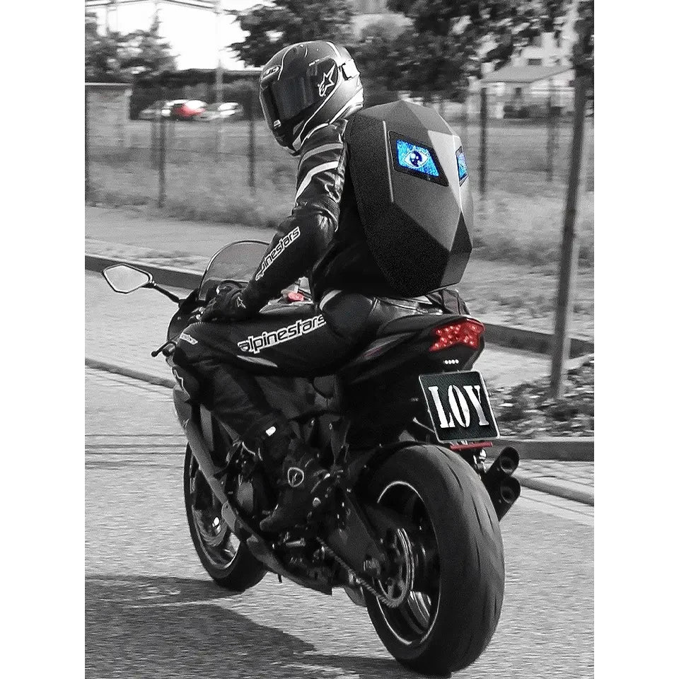 Smart LED Screen Hard Shell Motorcycle Backpack