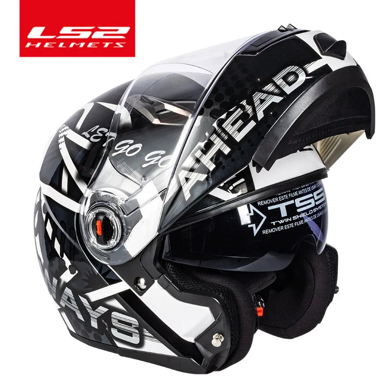 LS2 FF370 Flip-Up Dual-Lens Modular Motorcycle Helmet.