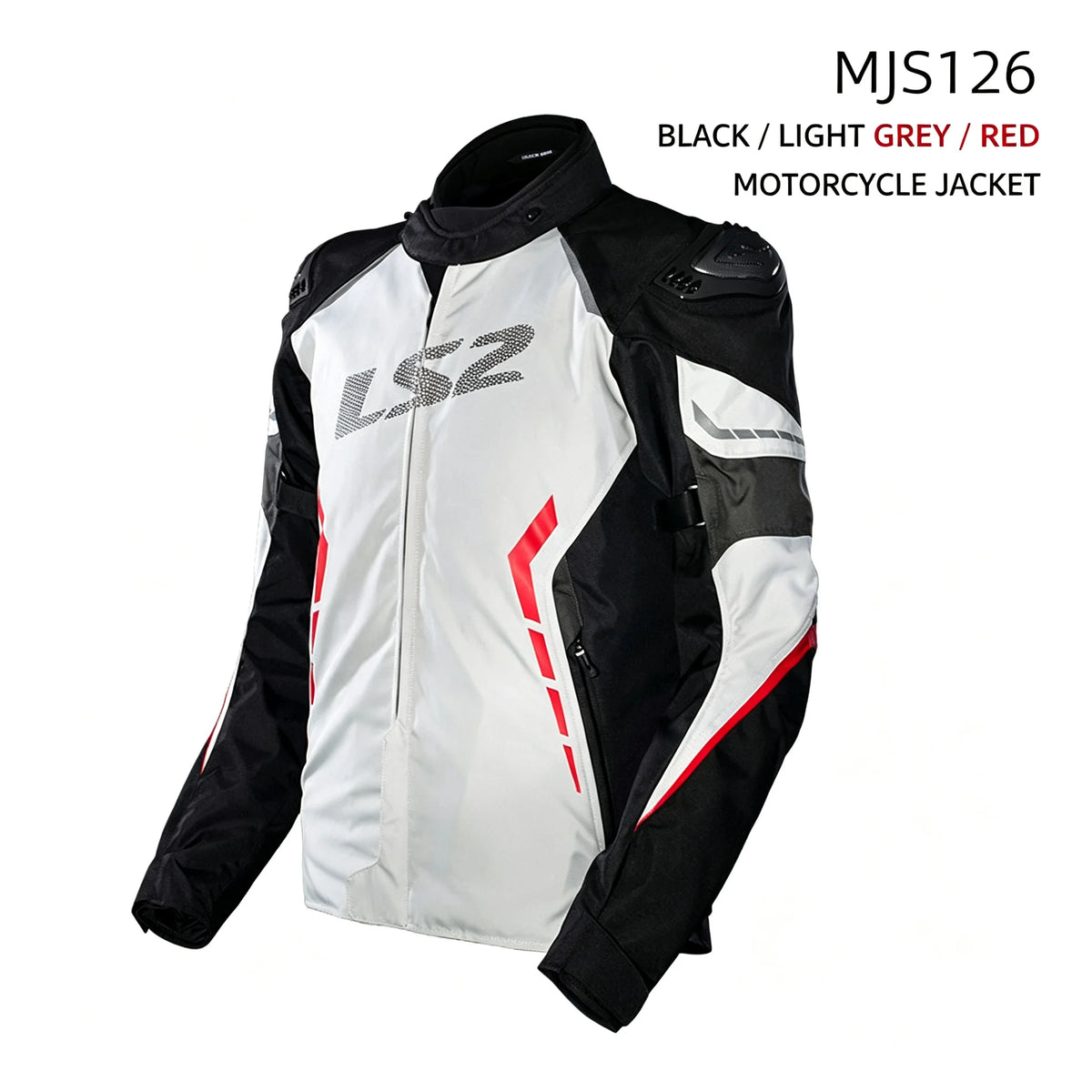 LS2 MJS126 - Black / White + LS2 MJS126 - Black / Light Grey / Red