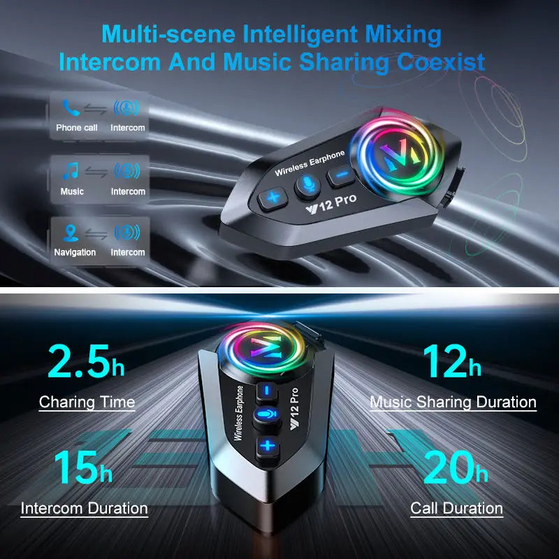Y12 Pro Helmet Intercom